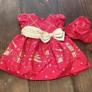 Bonnie Baby Red Dress with Gold Details